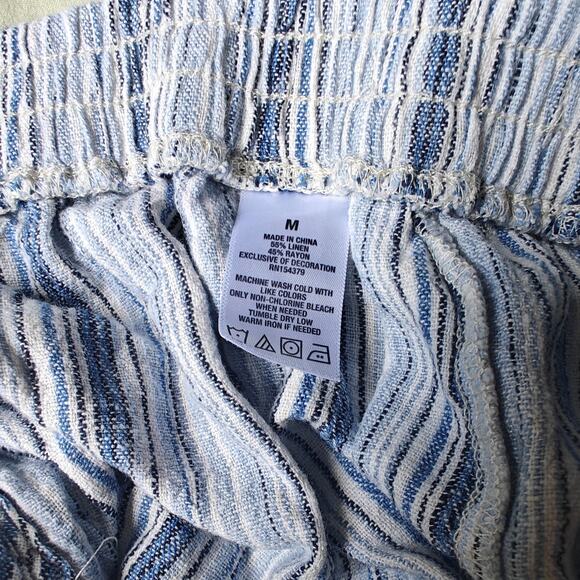 Aéropostale Striped Tassel Drawstring Shorts Blue/White Boho Beach Lounge - Picture 3 of 5